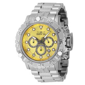 Invicta Men's 55.40 Subaqua Quartz Chronograph Yellow Dial Silver Tone SS Watch